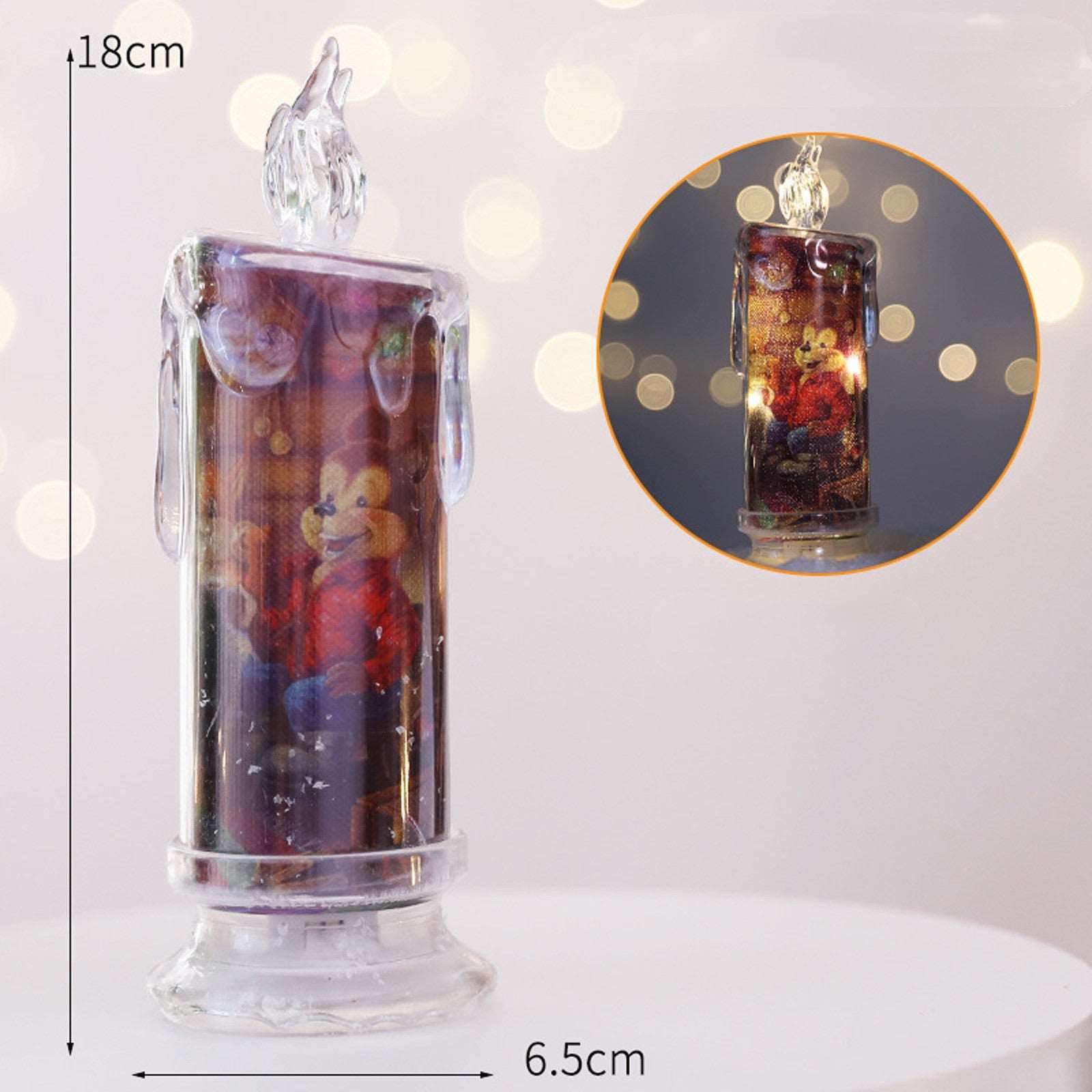 Little Bear Christmas Transparent Electronic Candles Decorative Gifts