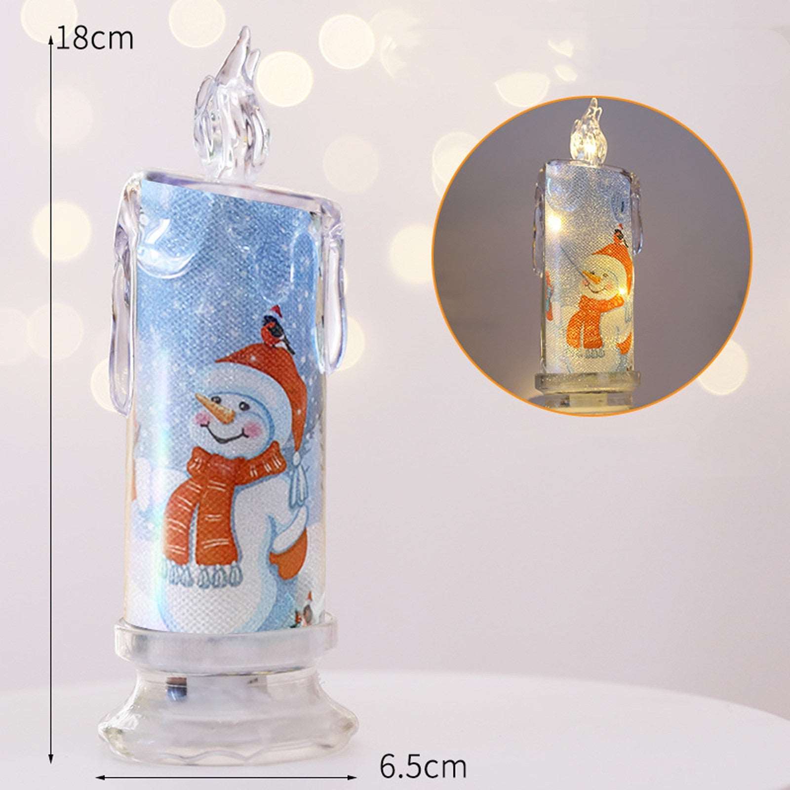 Christmas Transparent Electronic Candles Decorative Gifts Christmas CJ Snowman  