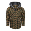 Classic Men's Long-Sleeved Plaid Jacket with Regular Fit, Fleece Lining, and Detachable Hood