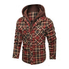 Classic Men's Long-Sleeved Plaid Jacket with Regular Fit, Fleece Lining, and Detachable Hood Accessories CJ   