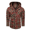 Classic Men's Long-Sleeved Plaid Jacket with Regular Fit, Fleece Lining, and Detachable Hood