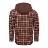 Classic Men's Long-Sleeved Plaid Jacket with Regular Fit, Fleece Lining, and Detachable Hood Accessories CJ   