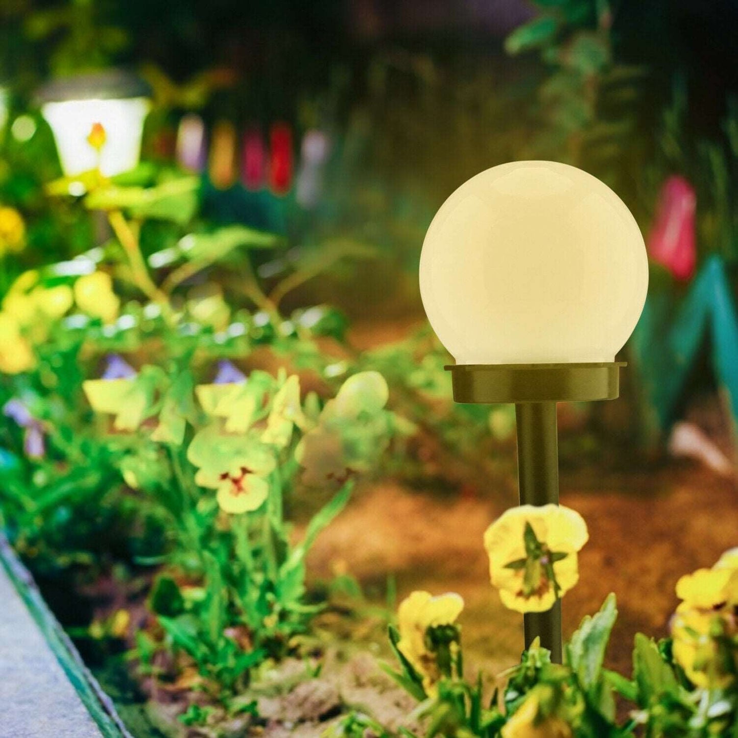 2Pcs Warm White Cold White Solar Pathway Lights for Garden, Lawn, Patio, and Landscape - Decorative Ball Design for Outdoor Lighting