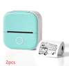 All green 2pcs Compact Bluetooth Thermal Label and Photo Printer - Portable, Mini Wireless Printer for Home, Students, and Price Tag Labeling