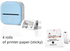 Blue set / USB Compact Bluetooth Thermal Label and Photo Printer - Portable, Mini Wireless Printer for Home, Students, and Price Tag Labeling