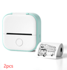 Green 2pcs Compact Bluetooth Thermal Label and Photo Printer - Portable, Mini Wireless Printer for Home, Students, and Price Tag Labeling