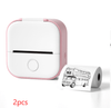 Pink 2pcs Compact Bluetooth Thermal Label and Photo Printer - Portable, Mini Wireless Printer for Home, Students, and Price Tag Labeling
