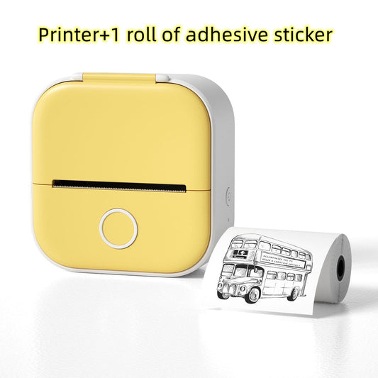 Yellow / USB Compact Bluetooth Thermal Label and Photo Printer - Portable, Mini Wireless Printer for Home, Students, and Price Tag Labeling