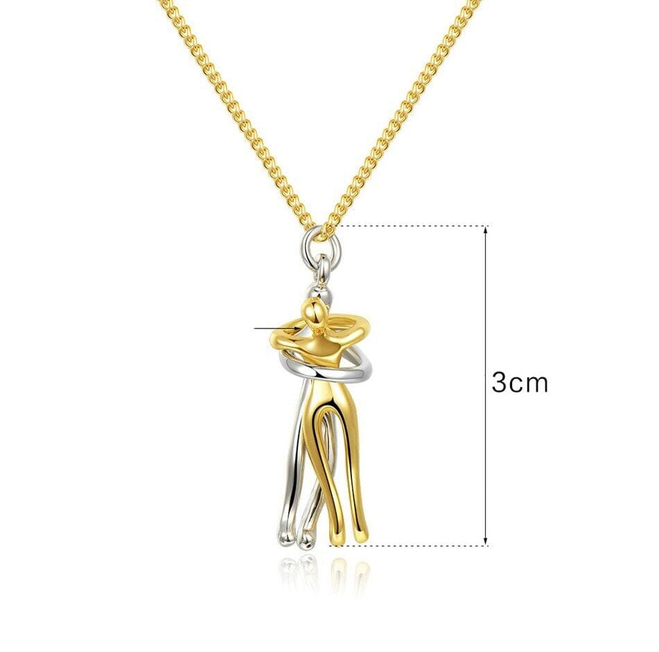 Gold  Silver Couple Affectionate Hug Embrace Pendant Necklace Women Valentine'S Day Gifts US