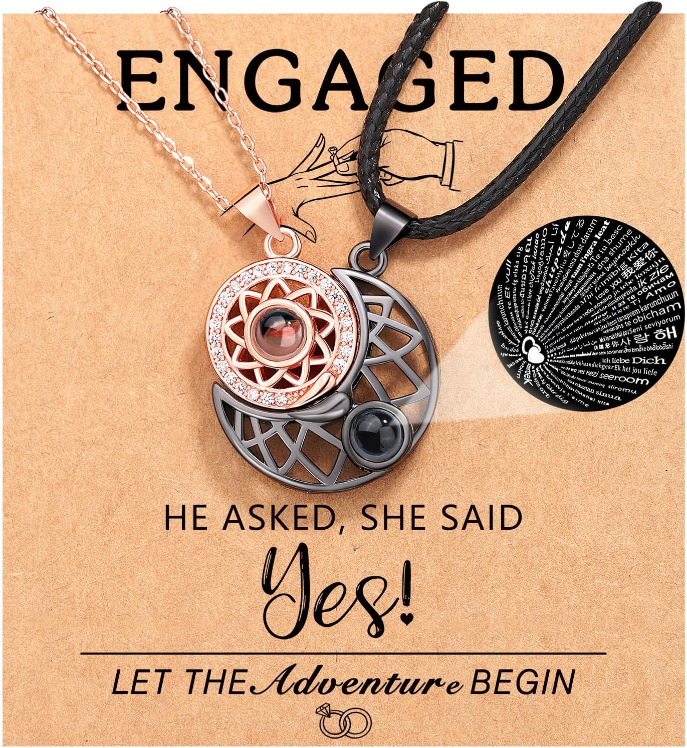 Engaged Couple Necklace for Boyfriend/Girlfriend/Husband/Man/Soulmate for all occasions