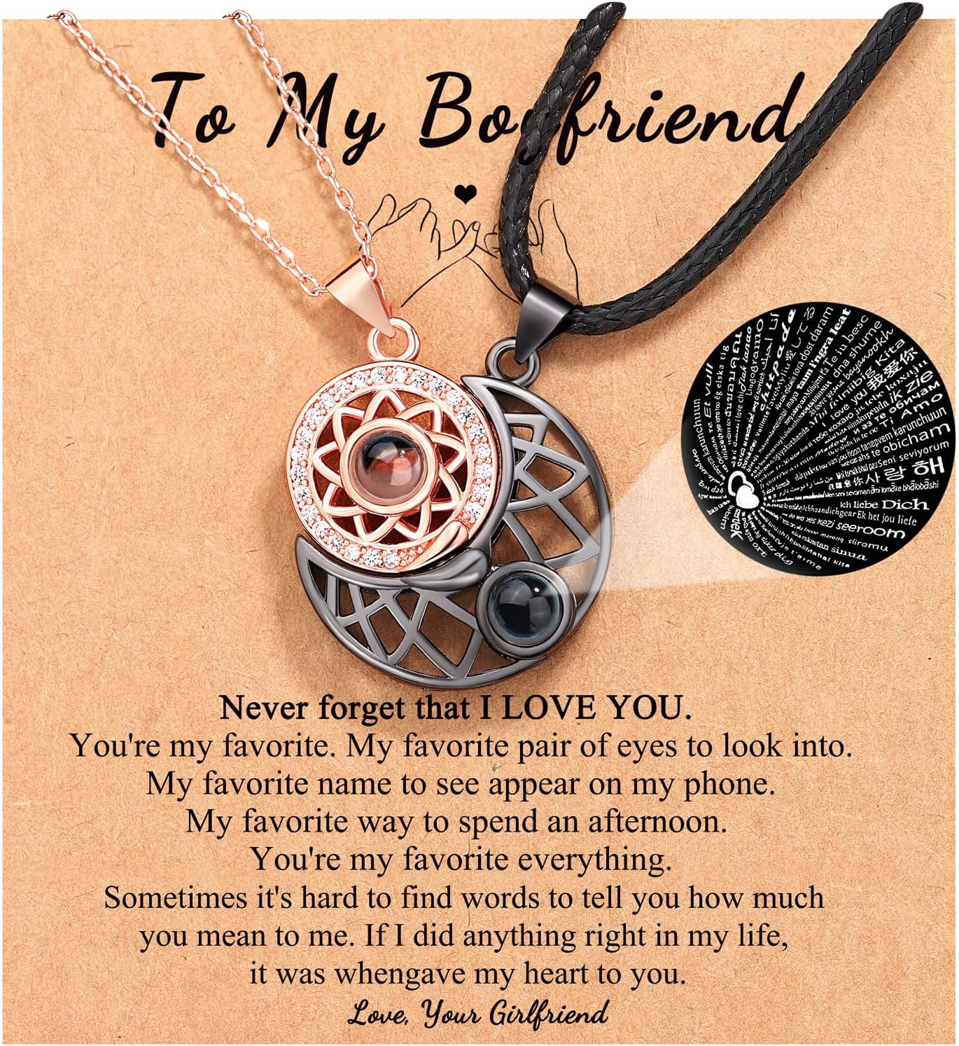 To My Boyfriend Couple Necklace for Boyfriend/Girlfriend/Husband/Man/Soulmate for all occasions