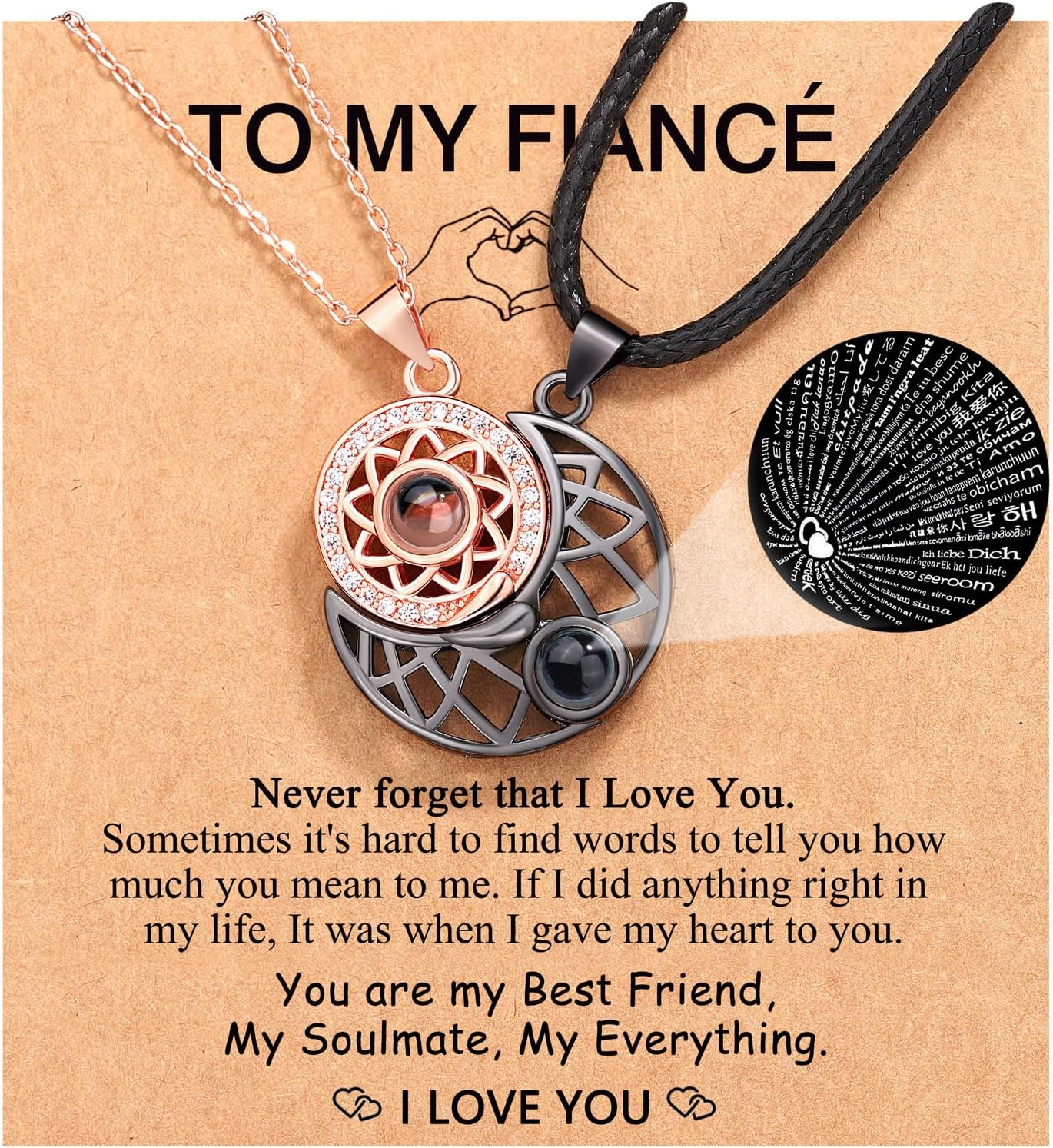 To My Fiance Couple Necklace for Boyfriend/Girlfriend/Husband/Man/Soulmate for all occasions