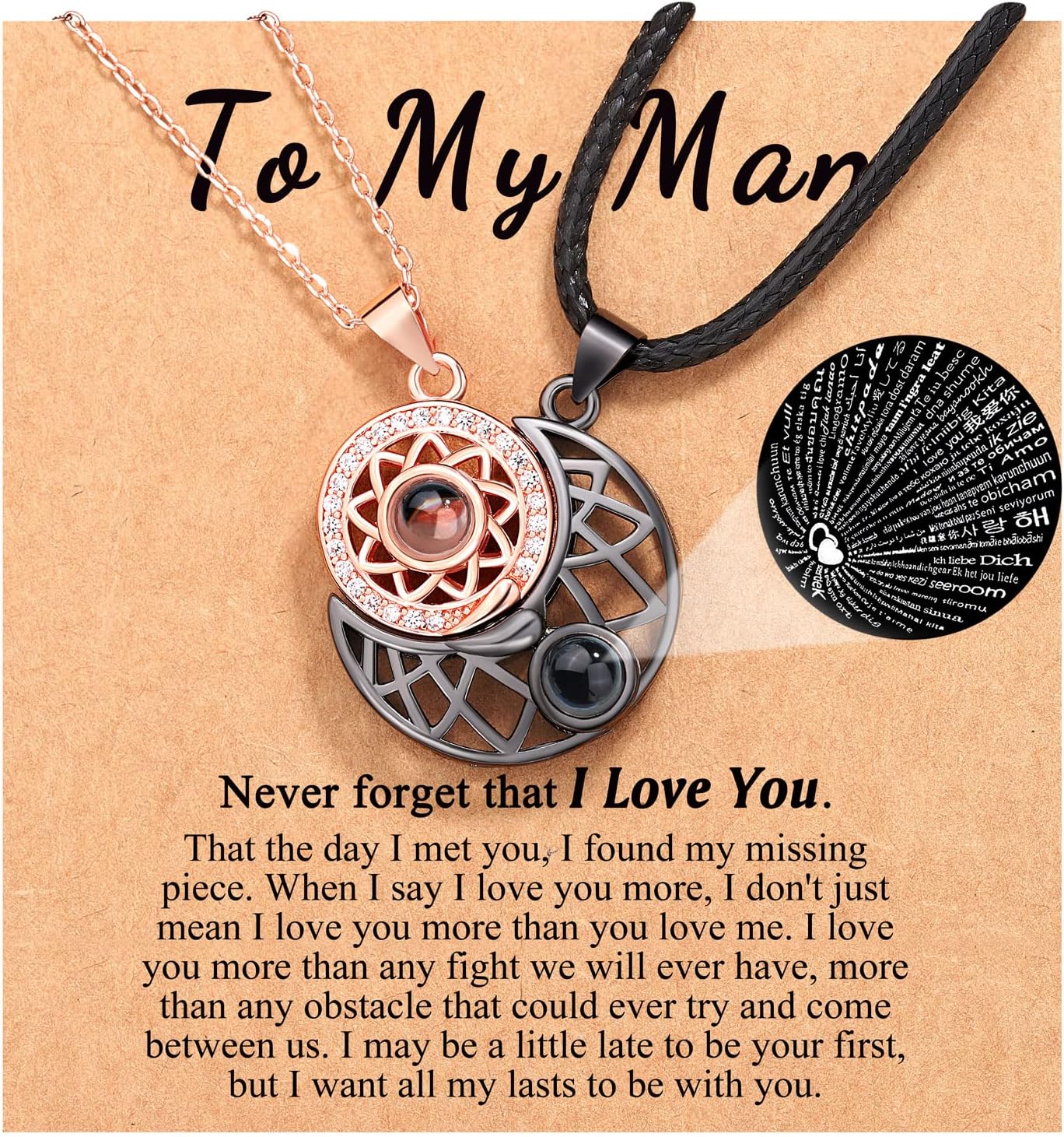 To My Man Couple Necklace for Boyfriend/Girlfriend/Husband/Man/Soulmate for all occasions