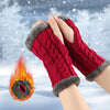 Cozy Winter Essentials: Knitted Fingerless Fleece Gloves with Plush Twist for Women's Warmth