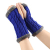 Blue / One Size Cozy Winter Essentials: Knitted Fingerless Fleece Gloves with Plush Twist for Women's Warmth