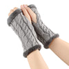 Light Grey / One Size Cozy Winter Essentials: Knitted Fingerless Fleece Gloves with Plush Twist for Women's Warmth