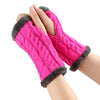 Red / One Size Cozy Winter Essentials: Knitted Fingerless Fleece Gloves with Plush Twist for Women's Warmth