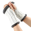 White / One Size Cozy Winter Essentials: Knitted Fingerless Fleece Gloves with Plush Twist for Women's Warmth