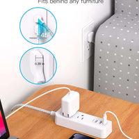 White / 5 Ft Cruise Essentials, USB C Travel Power Strip, Flat Plug Power Strip with 2 Outlets 3 USB Ports (1 USB C), 5Ft Extension Cord Charging Station, Non Surge Protector for Cruise Ship, Travel, Home