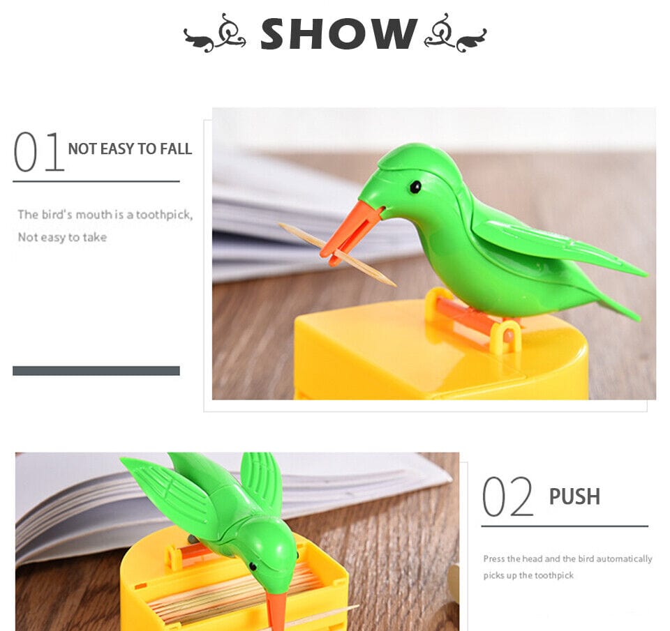 Cute Bird Toothpick Holder Dispenser - Intelligent Automatic Toothpick Box