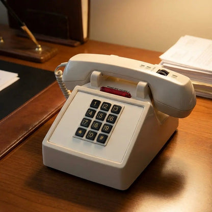 Med-Pat D2600C Retro Corded Desk Phone – Vintage Push-Button Landline Telephone