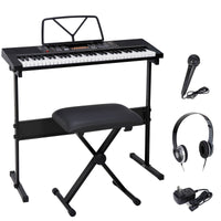 61-Key Electronic Keyboard Piano Bundle with Stool, Headphones, Microphone, and Stand