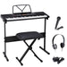 61-Key Electronic Keyboard Piano Bundle with Stool, Headphones, Microphone, and Stand