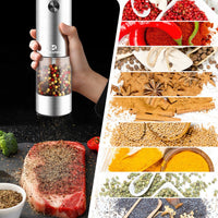 Battery Powered Electric Salt and Pepper Grinders with Adjustable Coarseness