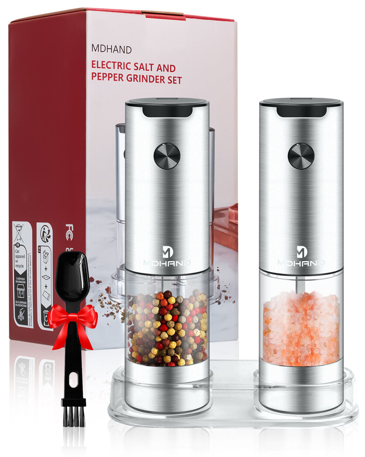 Battery Powered Electric Salt and Pepper Grinders with Adjustable Coarseness