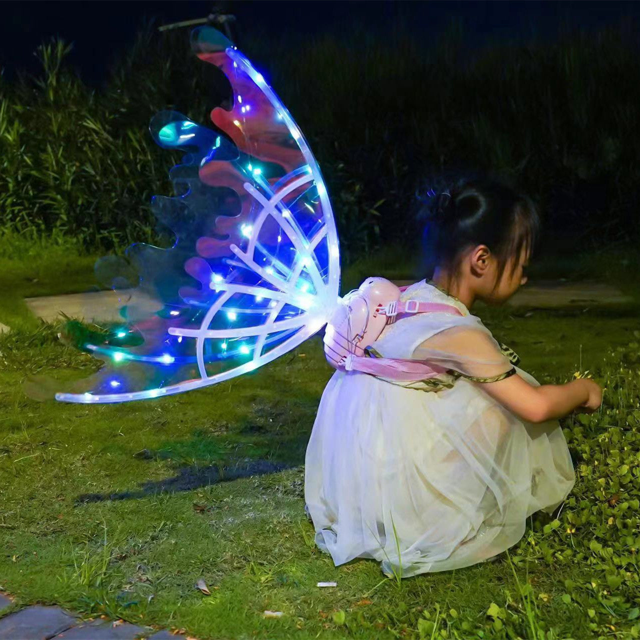 Girls Glowing Butterfly Wings with Lights - Moving Fairy Wings for Birthday, Wedding, Christmas, & Halloween