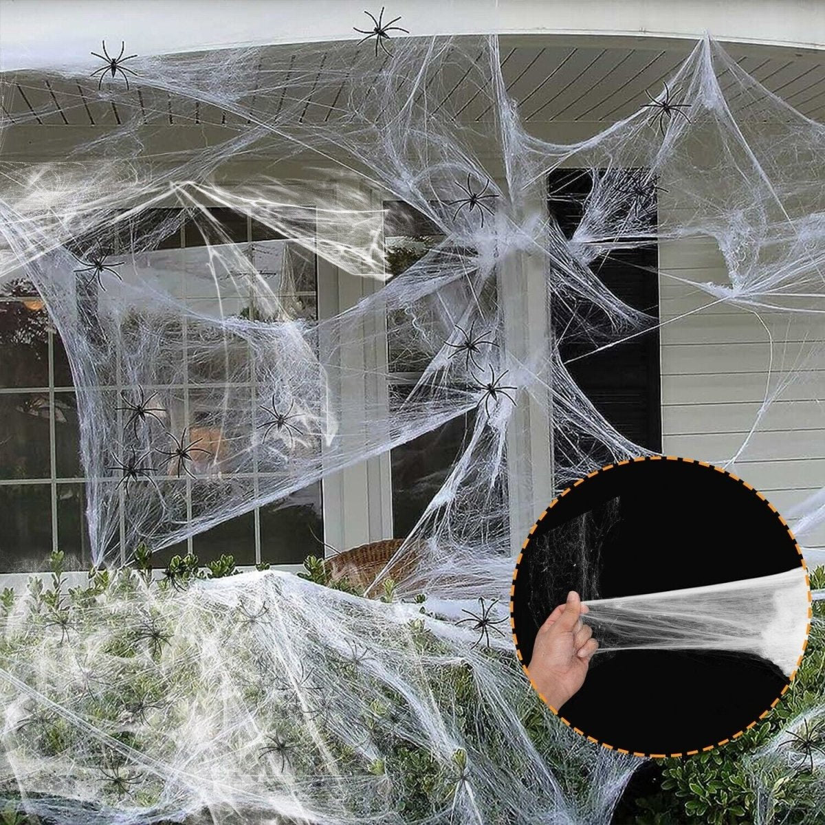 Super Stretch 1000 Sqft Halloween Spider Web Decoration with Fake Spiders