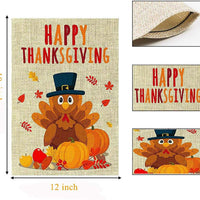 Fall Thanksgiving 10 Decorative Happy Thanksgiving Turkey Garden Flag 12 X 18 Doule-Sized Autumn Harvest Yard Flag