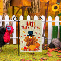 Fall Thanksgiving 10 Decorative Happy Thanksgiving Turkey Garden Flag 12 X 18 Doule-Sized Autumn Harvest Yard Flag