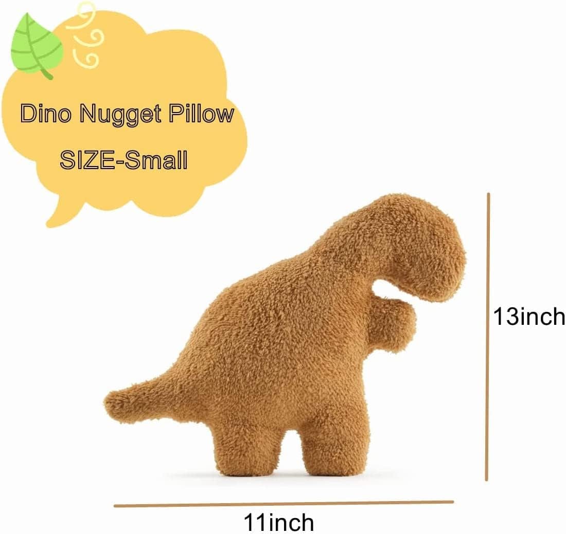 Tyran Rex Dino Chicken Nugget Pillow Plush 14In for Room Decor and Birthday Decorations Creative Gift Ideas for Boys and Girls (Tyran Rex)