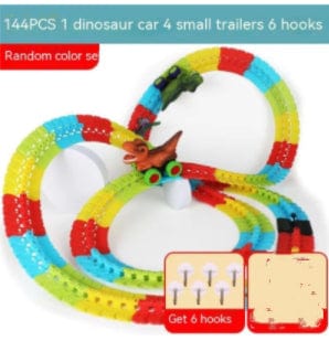 144 Sections Dino & Duck Adventure Track Set: Interactive Learning Toy with Anti-Gravity, Light, Music