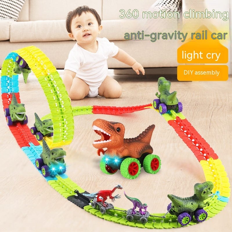 Dino & Duck Adventure Track Set: Interactive Learning Toy with Anti-Gravity, Light, Music