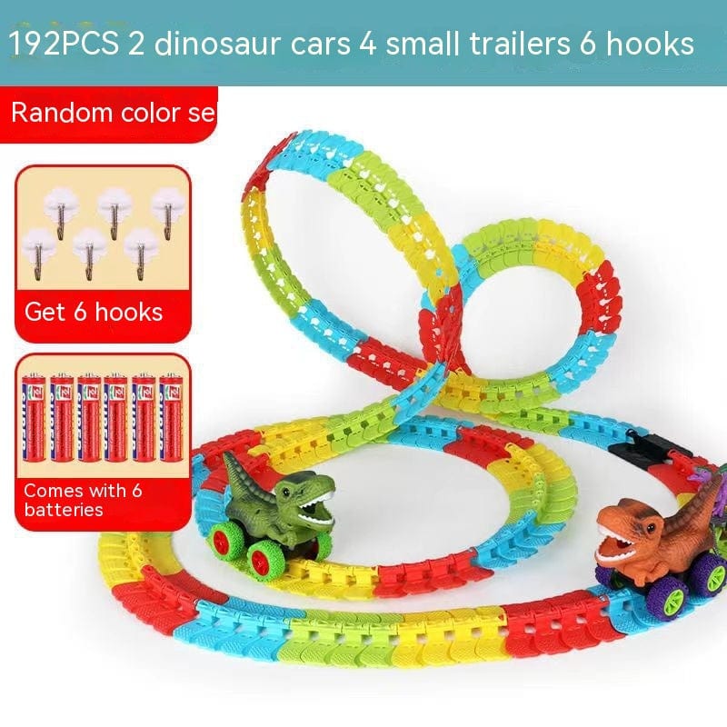 Dino & Duck Adventure Track Set: Interactive Learning Toy with Anti-Gravity, Light, Music