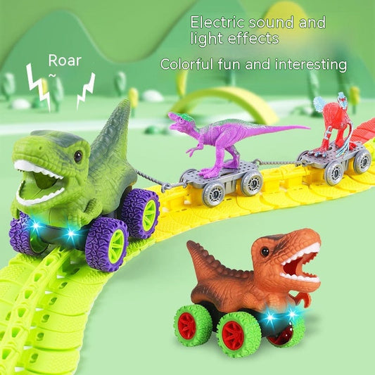 Dino & Duck Adventure Track Set: Interactive Learning Toy with Anti-Gravity, Light, Music