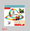 96Sections 2pcs Dino & Duck Adventure Track Set: Interactive Learning Toy with Anti-Gravity, Light, Music