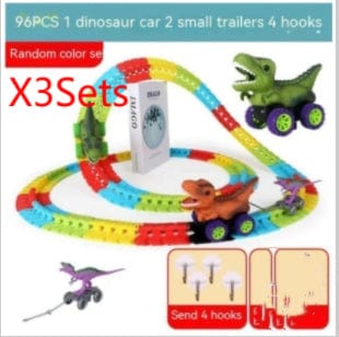 96SectionsX3Sets Dino & Duck Adventure Track Set: Interactive Learning Toy with Anti-Gravity, Light, Music