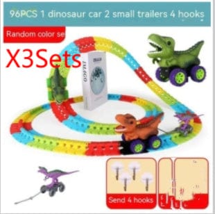 96SectionsX3Sets Dino & Duck Adventure Track Set: Interactive Learning Toy with Anti-Gravity, Light, Music