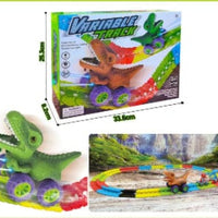 Colorboxwith96 track pieces Dino & Duck Adventure Track Set: Interactive Learning Toy with Anti-Gravity, Light, Music