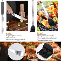 11-Piece Professional Stainless Steel BBQ Grill Accessories Set - Portable Grill Tools Kit with Storage Bag