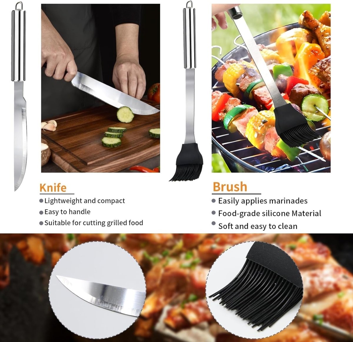 11-Piece Professional Stainless Steel BBQ Grill Accessories Set - Portable Grill Tools Kit with Storage Bag