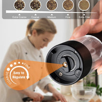 Battery Powered Electric Salt and Pepper Grinders with Adjustable Coarseness