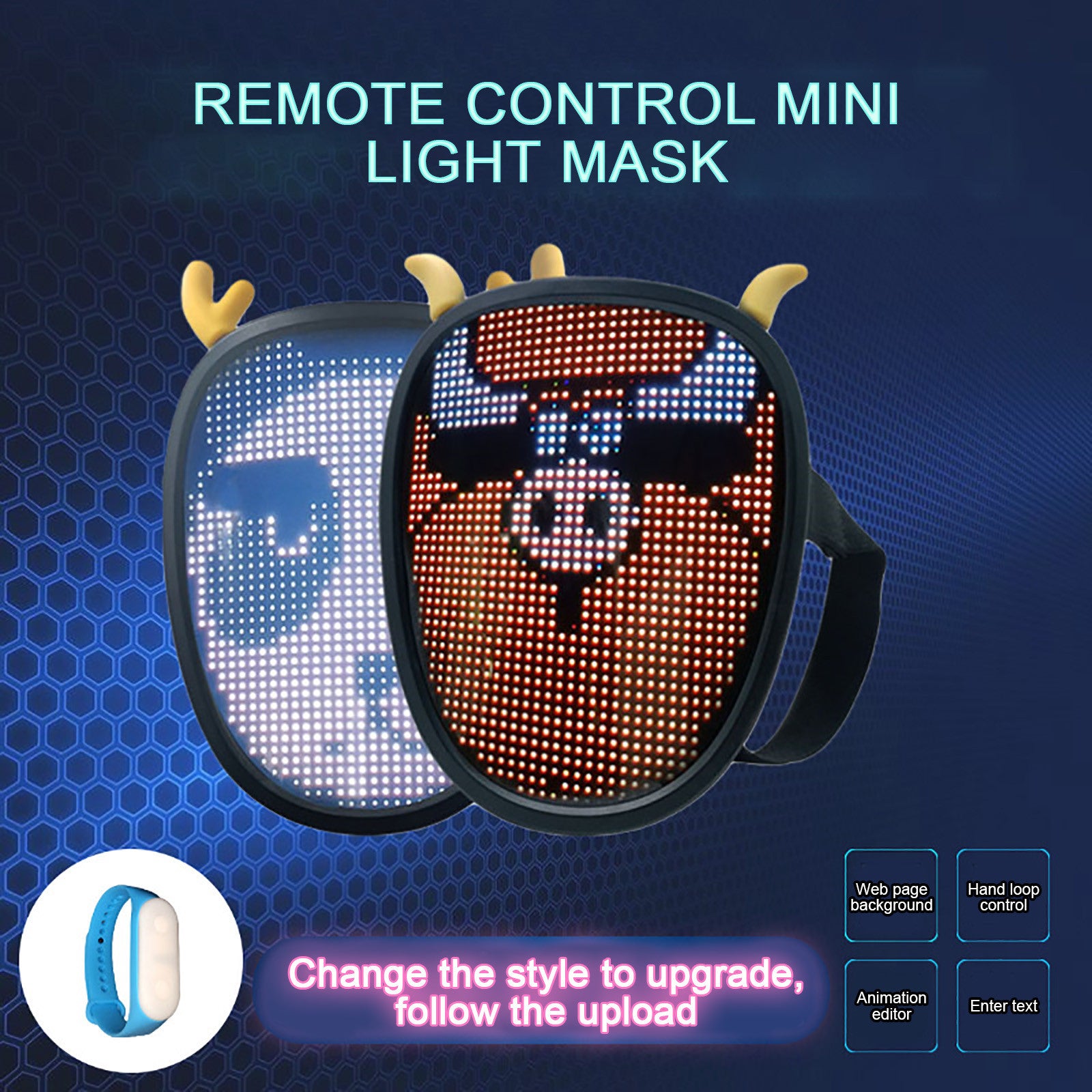 LED Luminous Halloween Mask - Hand-Controlled Glow, Perfect for Cosplay, Festivals & DIY