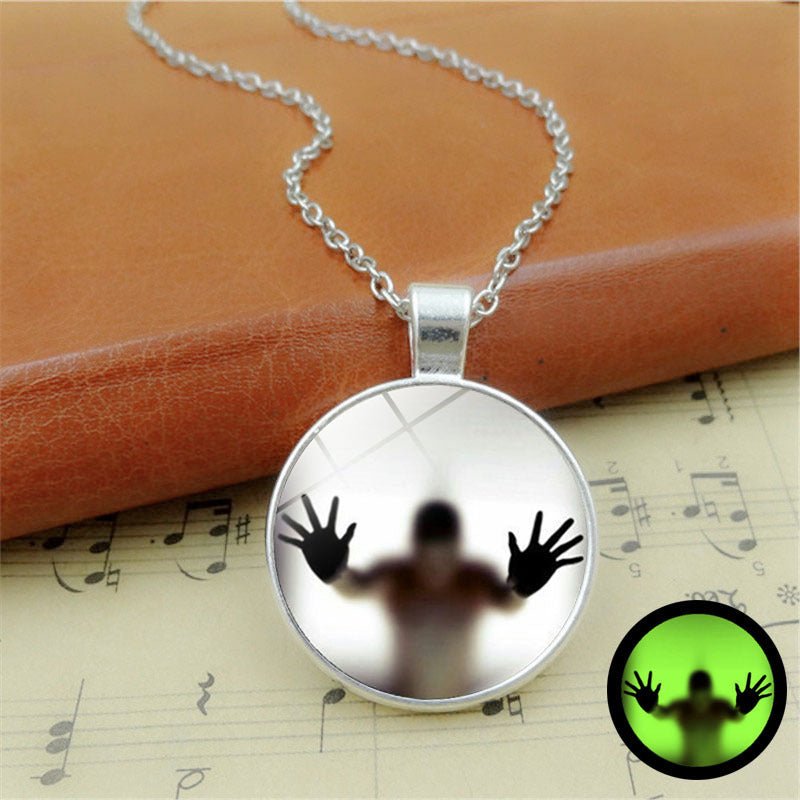 Round Luminous Necklace: Halloween Vintage Clavicle Pendant & Sweater Chain