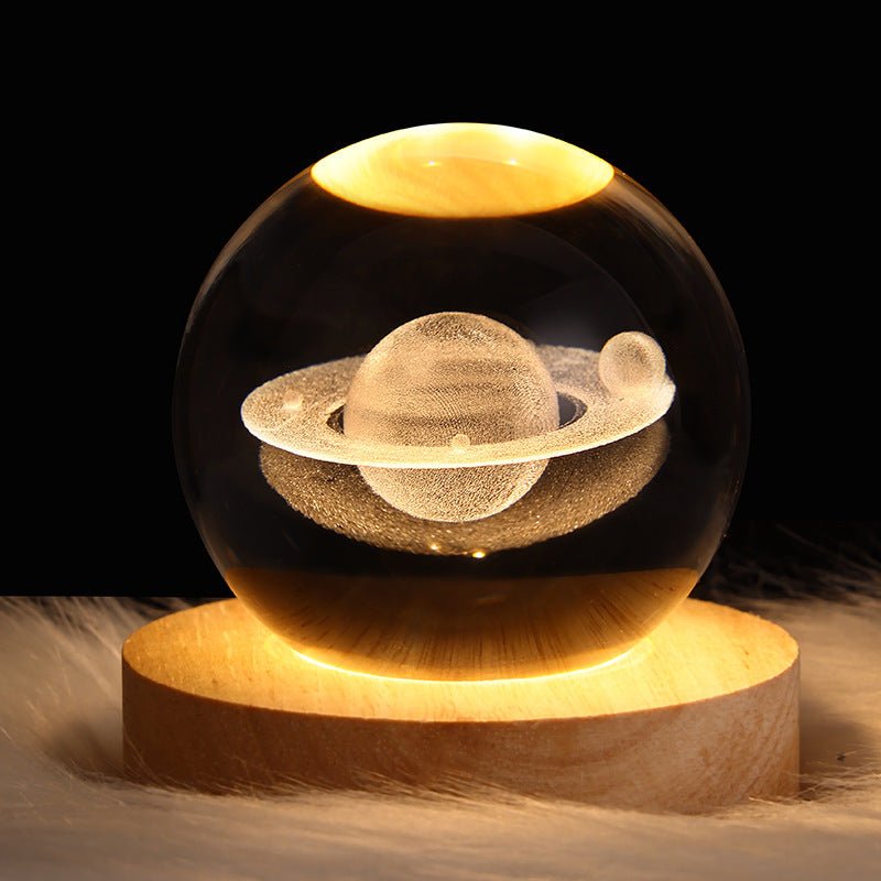 Luminous Starry Sky Crystal Ball Night Lamp - Moon & Planet Projection Ambience Light Gift