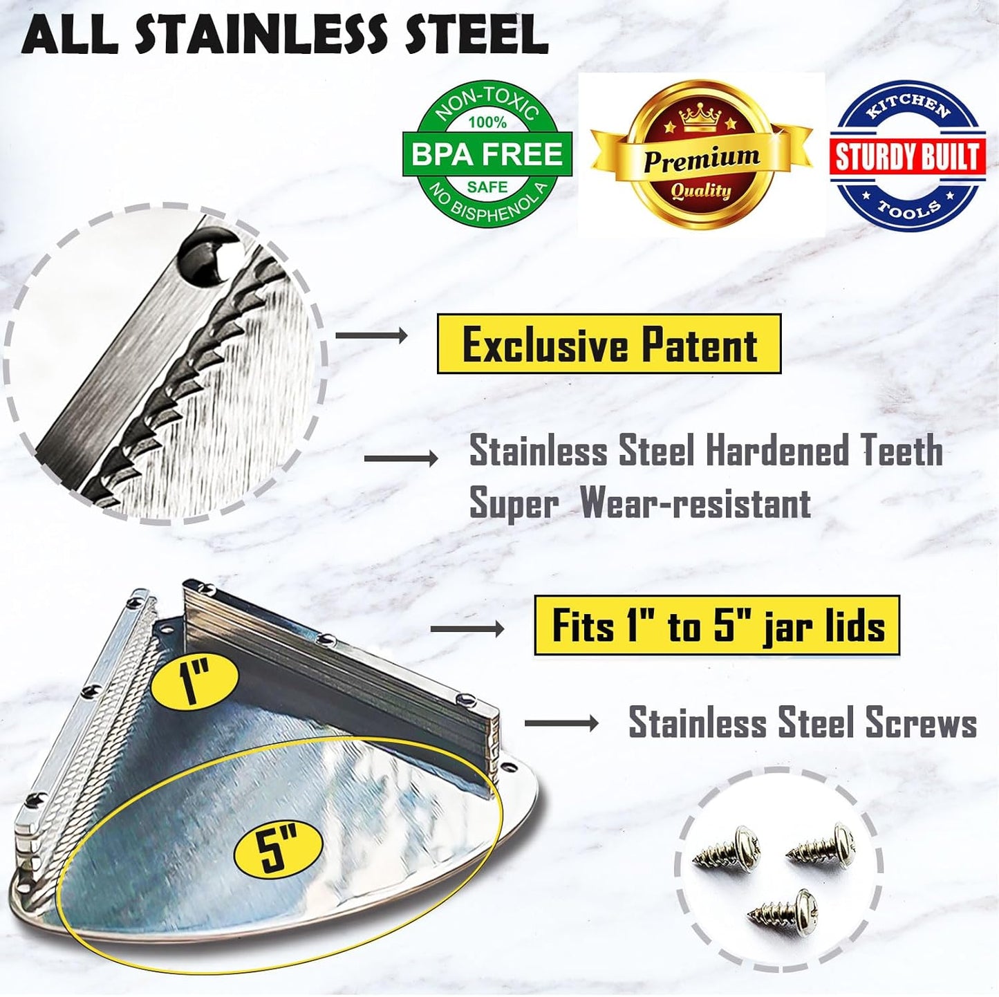 Under Cabinet Stainless Steel Jar Opener for Seniors – One-Handed Lid & Bottle Opener for Weak Hands