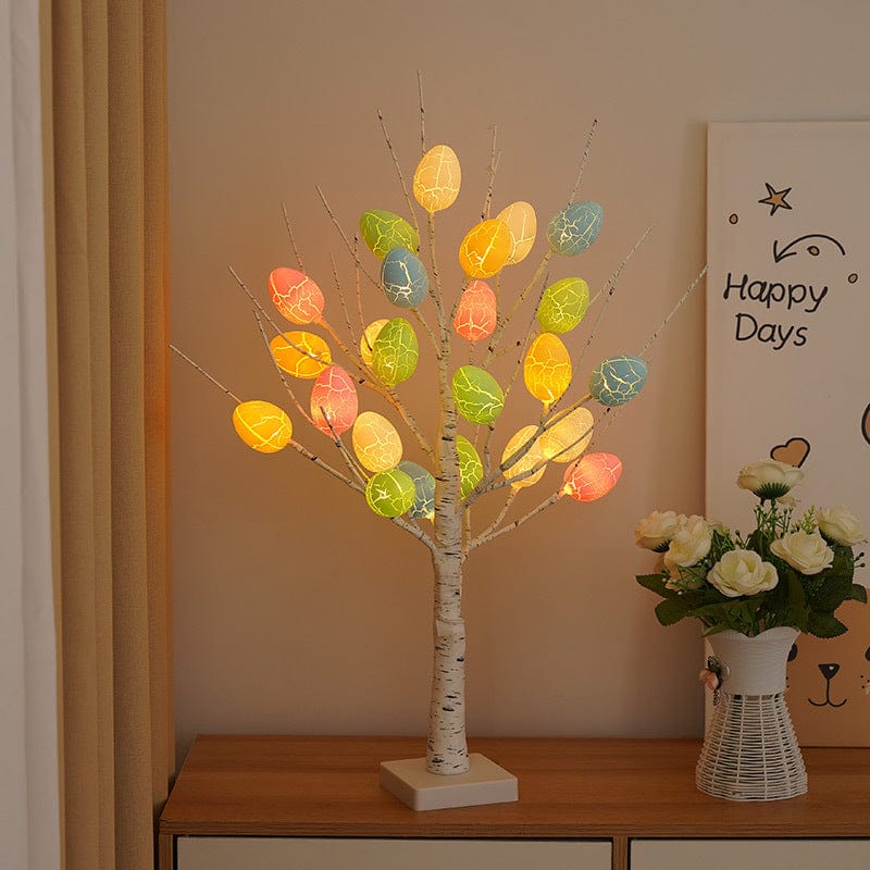 Easter Egg Tree Light Easter Decoration 60cm Birch Tree with LED Lights: Spring Party Tabletop Ornaments